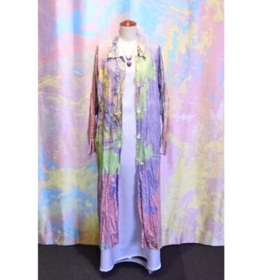 マーブリング プリーツ ロングコート