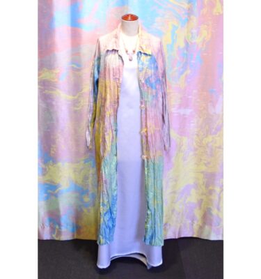 マーブリング プリーツ ロングコート