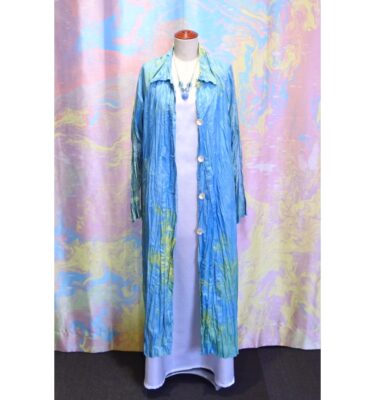 マーブリング　プリーツ　ロングコート